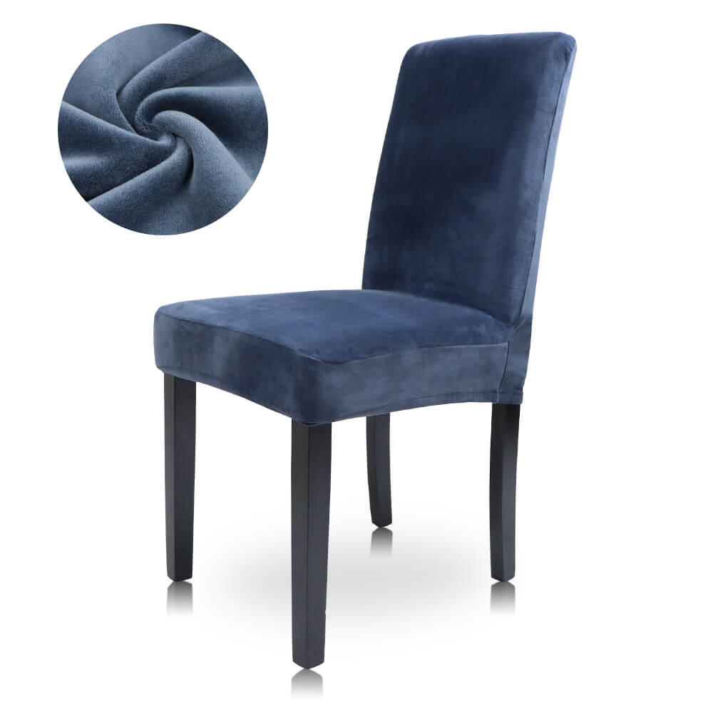 Blue-Gray Velvet Chair Cover