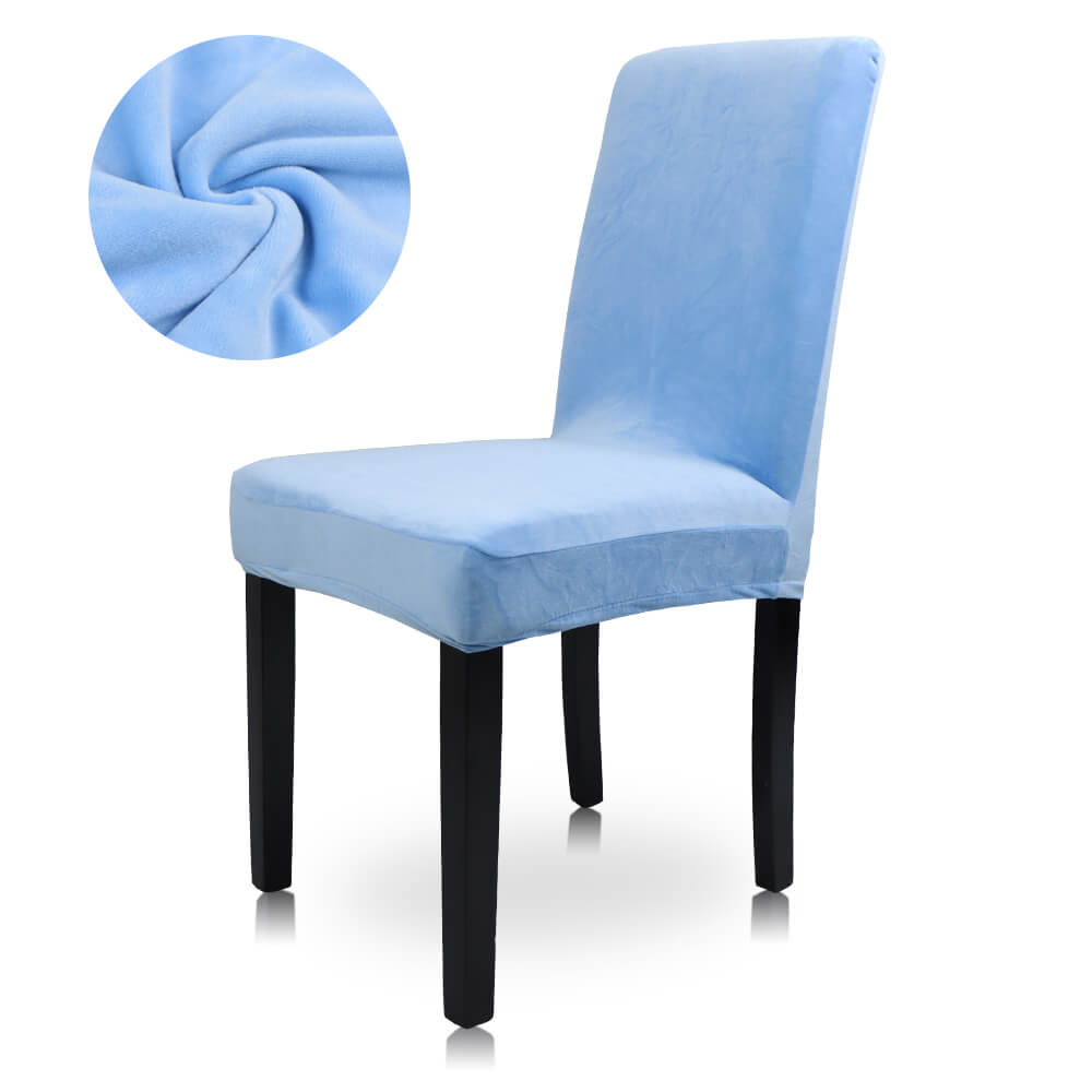 Sky Blue Velvet Chair Cover