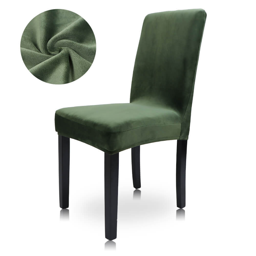 Dark Green Velvet Chair Cover