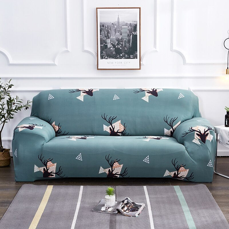 Christmas Aquamarine Reindeer Sofa Cover - Wiskly Store