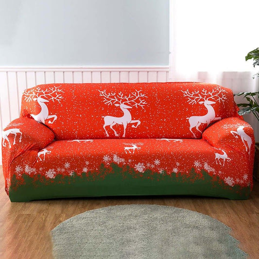 Christmas Reindeer Red Sofa Cover - Wiskly Store